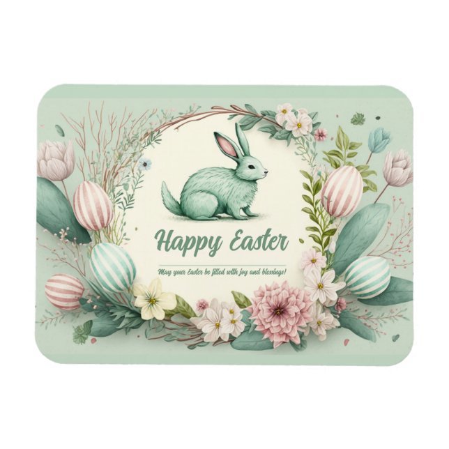 Happy Easter wishes watercolor illustration Magnet (Horizontal)