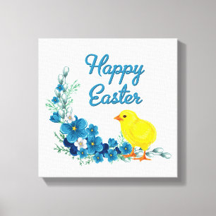 Happy Easter With a Baby Chick Canvas Print