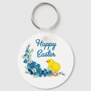 Happy Easter With a Baby Chick Key Ring