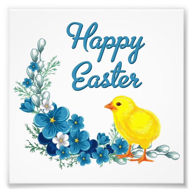 Happy Easter With a Baby Chick Photo Print (Front)