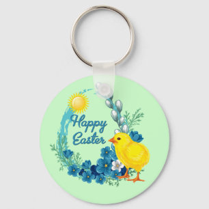 Happy Easter With Baby Chick Key Ring