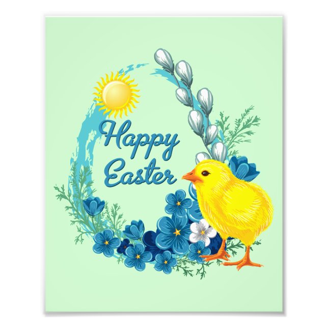 Happy Easter With Baby Chick Photo Print (Front)