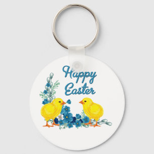 Happy Easter With Baby Chicks Key Ring