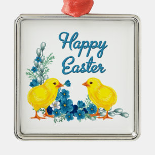 Happy Easter With Baby Chicks Metal Tree Decoration