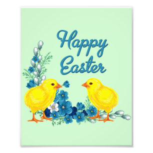 Happy Easter With Baby Chicks Photo Print