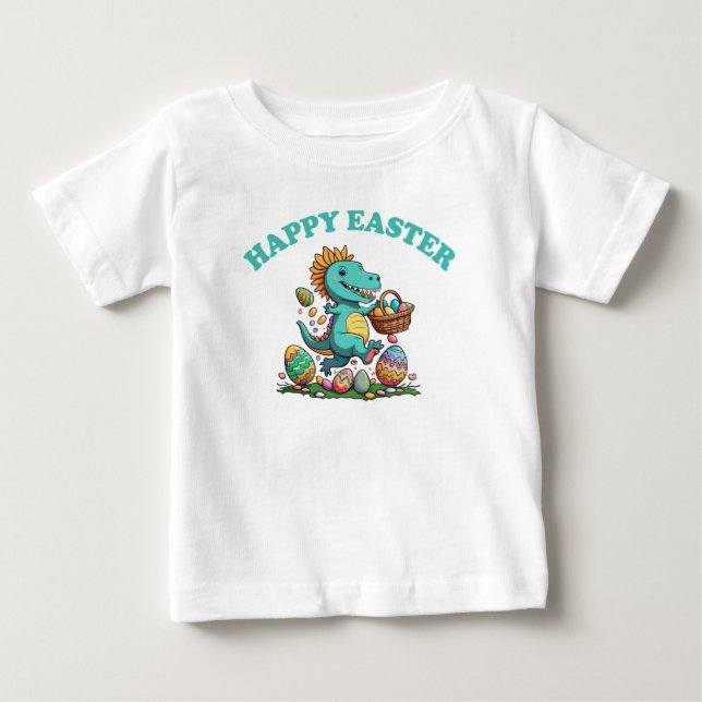 HAPPY EASTER with BABY DINOSAUR T-Shirt (Front)