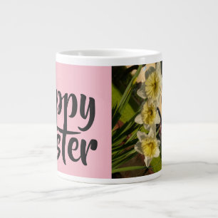 Happy Easter with beautiful daffodils Large Coffee Mug