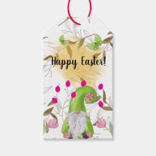 Happy Easter with Bunny, Gnome and Iris Gift Tag