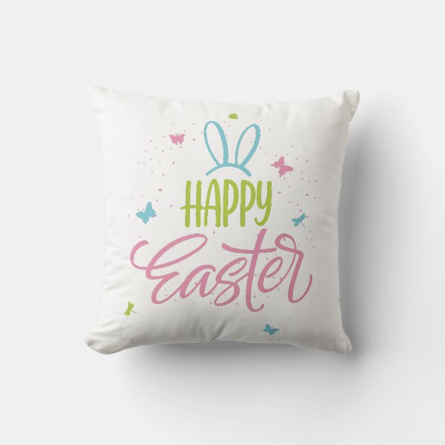 Happy Easter with butterflies Cushion (Front)