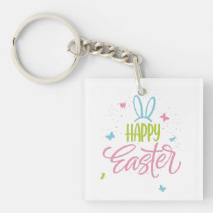 Happy Easter with butterflies Key Ring