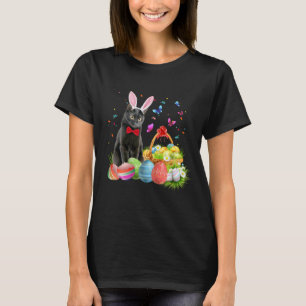 Happy Easter with Cute Bunny Black Cat Eggs Basket T-Shirt