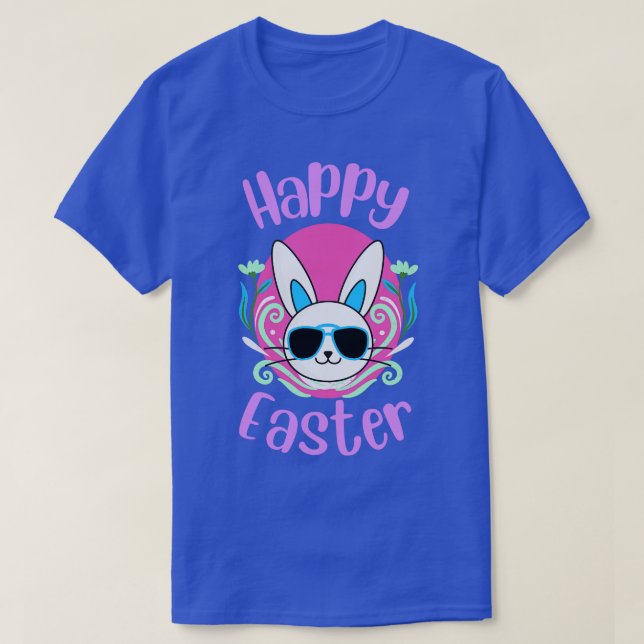 Happy Easter With Cute Bunny Drawing  T-Shirt (Design Front)