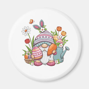 happy easter with cute gnome magnet