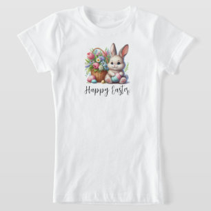 Happy Easter with Easter Bunny and Basket T-Shirt