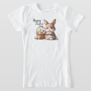 Happy Easter with Easter Bunny and Basket T-Shirt