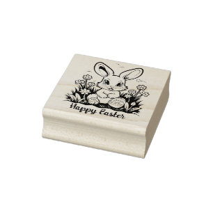 🐰Happy Easter with easter bunny and text Rubber Stamp