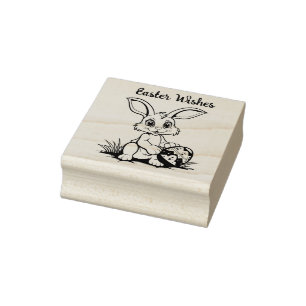 🐰Happy Easter with easter bunny and text Rubber Stamp