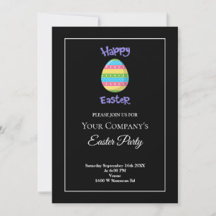 Happy Easter With Egg Black Easter Party Invitation