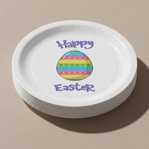 Happy Easter With Egg Paper Plate