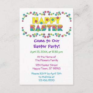Happy Easter with Flowers Invitation
