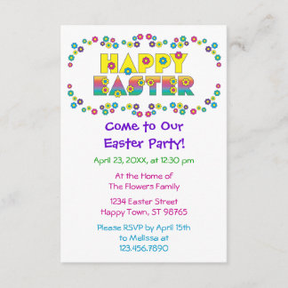 Happy Easter with Flowers Invitation