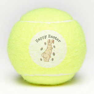 Happy Easter with funny rabbit Tennis Balls