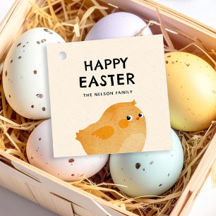 Happy Easter with little orange chicken Favour Tags