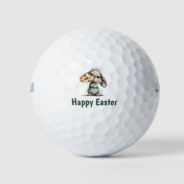 Happy Easter  with rabbit bunny  Golf Balls (Front)