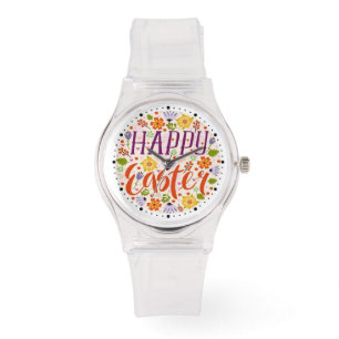 Happy Easter with Spring Flowers-23143 Latte Mug Watch