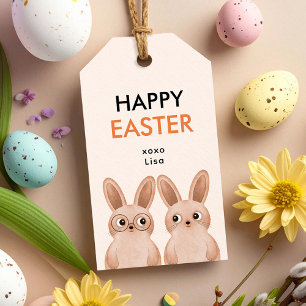 Happy Easter with two adorable baby bunnies Gift Tags