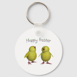 Happy Easter with Two Cute Chicks Key Ring