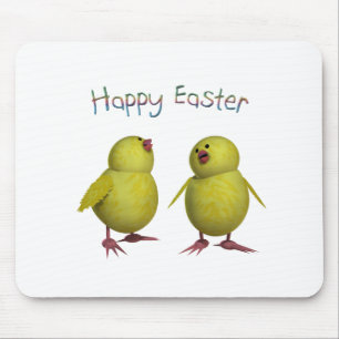 Happy Easter with Two Cute Chicks Mouse Mat