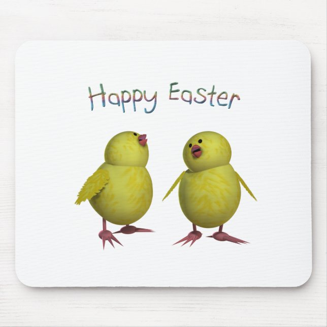 Happy Easter with Two Cute Chicks Mouse Mat (Front)