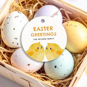 Happy Easter with two little chickens Favour Tags