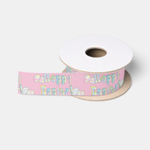 Happy Easter Word Text Satin Ribbon