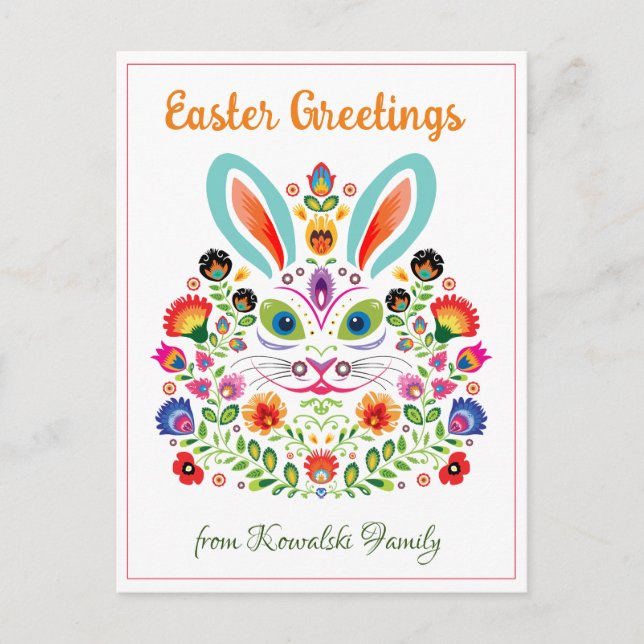  🐰Happy Easter (Wycinanki)  customisable  Postcard (Front)