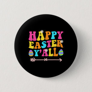 Happy Easter Yall Groovy Retro Easter Day  6 Cm Round Badge