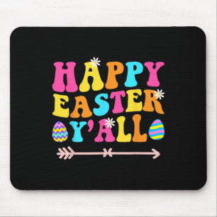 Happy Easter Yall Groovy Retro Easter Day Mouse Mat