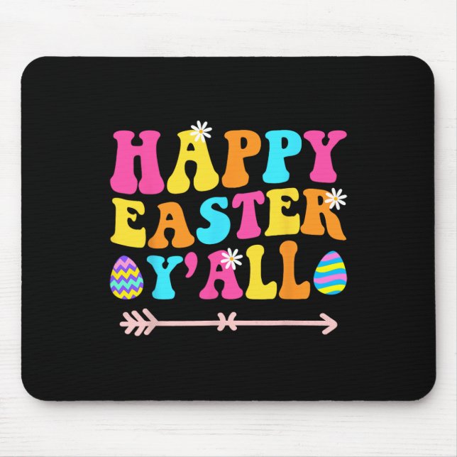 Happy Easter Yall Groovy Retro Easter Day  Mouse Mat (Front)