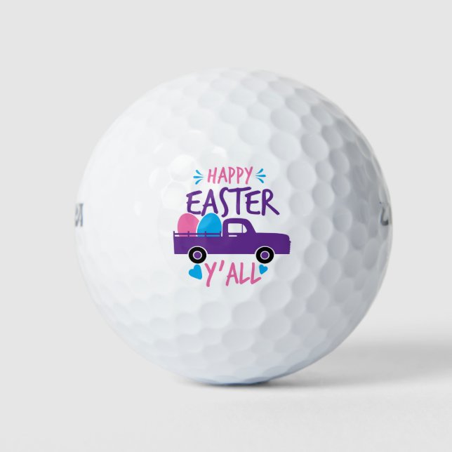 Happy Easter Y'all Modern Egg Truck Classic Round Golf Balls (Front)