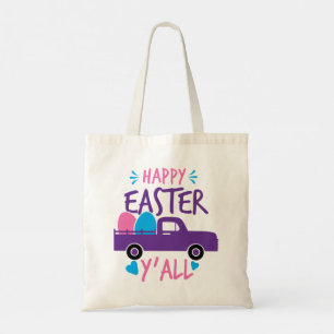 Happy Easter Y'all Modern Egg Truck Favour Tote Bag