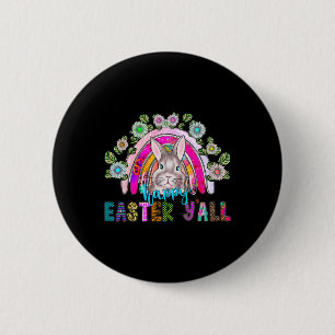 Happy Easter Y'all Three Cute Bunny Eggs Hunting R 6 Cm Round Badge