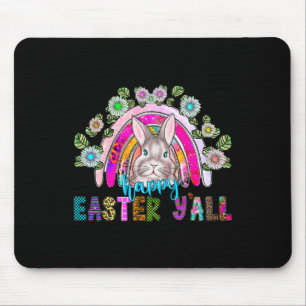 Happy Easter Y'all Three Cute Bunny Eggs Hunting R Mouse Mat
