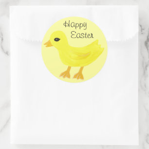 Happy Easter Yellow Baby Dick Classic Round Sticker