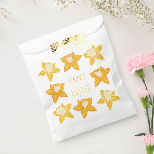 Happy Easter Yellow Daffodil Favour Bags (Sealed)