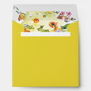 Happy Easter Yellow Daffodil Return Address Envelope