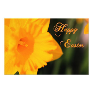 Happy Easter Yellow Spring Daffodil Flower Photo Print