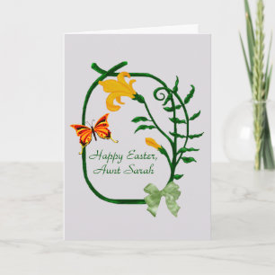 Happy Easter, Yellow Tulip and Butterfly Holiday Card