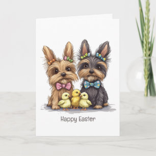 Happy Easter Yorkshire Terrier Dogs Card