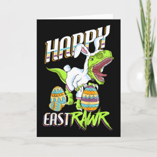 Happy Eastrawr Cute Trex Dinosaur Easter Bunny Egg Card